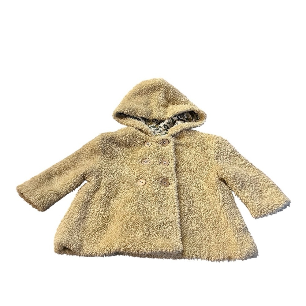 Rylee + Cru Fuzzy Tan Hooded Jacket Size 6-12 Months